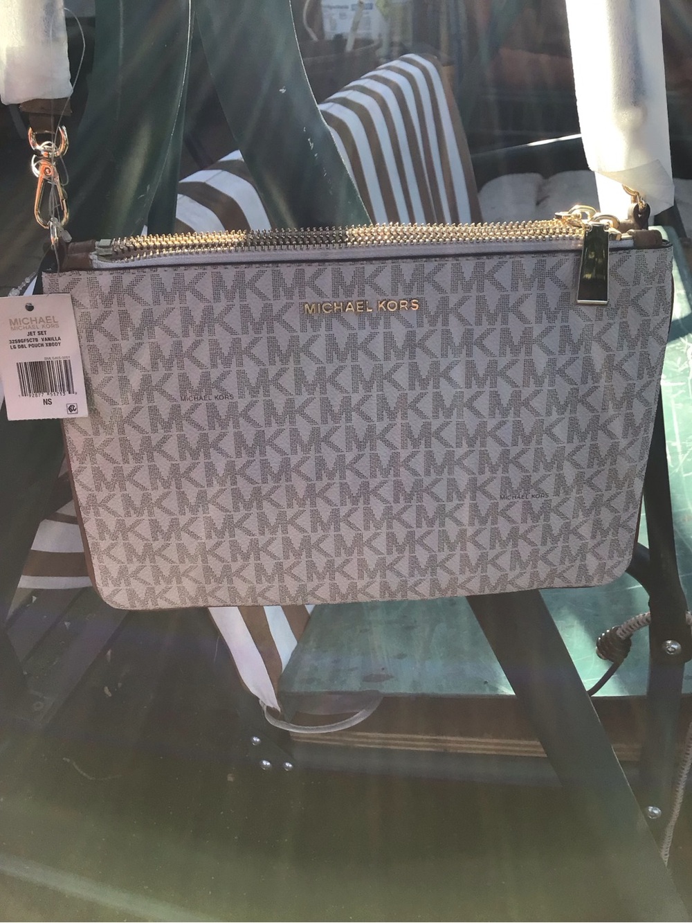 Michael Kors Jet Set Large Double Pouch Crossbody Bag Vanilla NWT